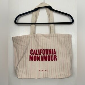Sézane California Mon Amour Striped Canvas Tote Bag
